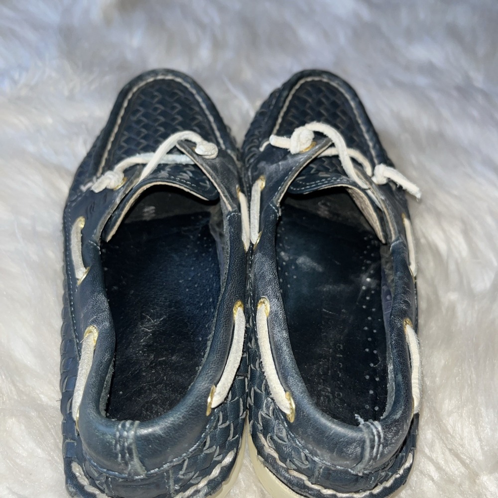 Sperry Top-Sider Blue White Leather Comfort Boat Shoes Women's Size 6.5M - Picture 8 of 14
